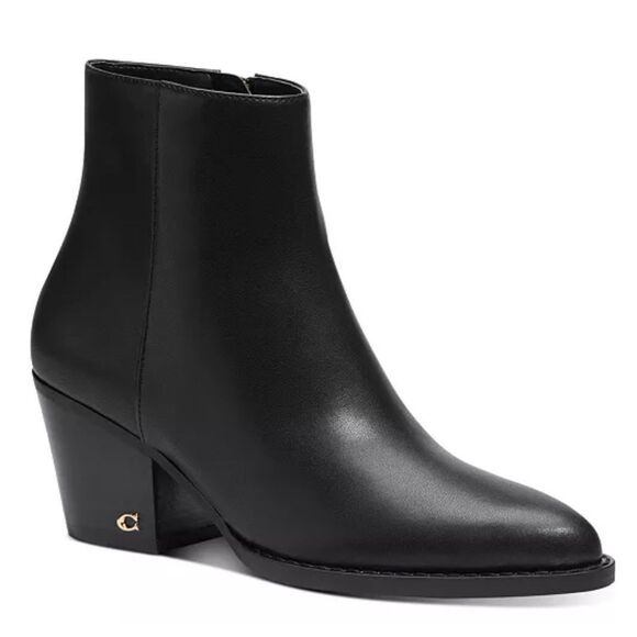 Coach Boots Size 9.5B Leather Ankle Booties Pointed Toe Western Style - Picture 1 of 12
